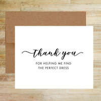 Thank You for Finding My Perfect Wedding Dress - Bridal Consultant Thank You Card