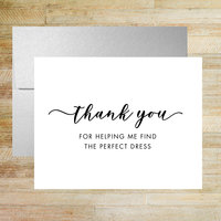 Thank You for Finding My Perfect Wedding Dress - Bridal Consultant Thank You Card