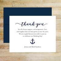 Nautical Anchor Personalized Wedding Thank You Cards, Set of 25