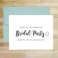 Thank You for Making My Bridal Party Beautiful on My Wedding Day Card, Wedding Vendor Tip Card