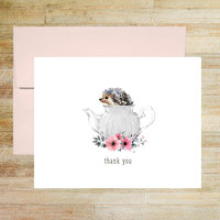 Teapot Hedgehog Thank You Greeting Card