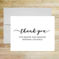 Thank You for Amazing Reception Cocktails - Wedding Bartender Card
