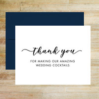 Thank You for Amazing Reception Cocktails - Wedding Bartender Card