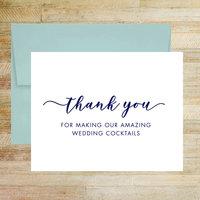 Thank You for Amazing Reception Cocktails - Wedding Bartender Card