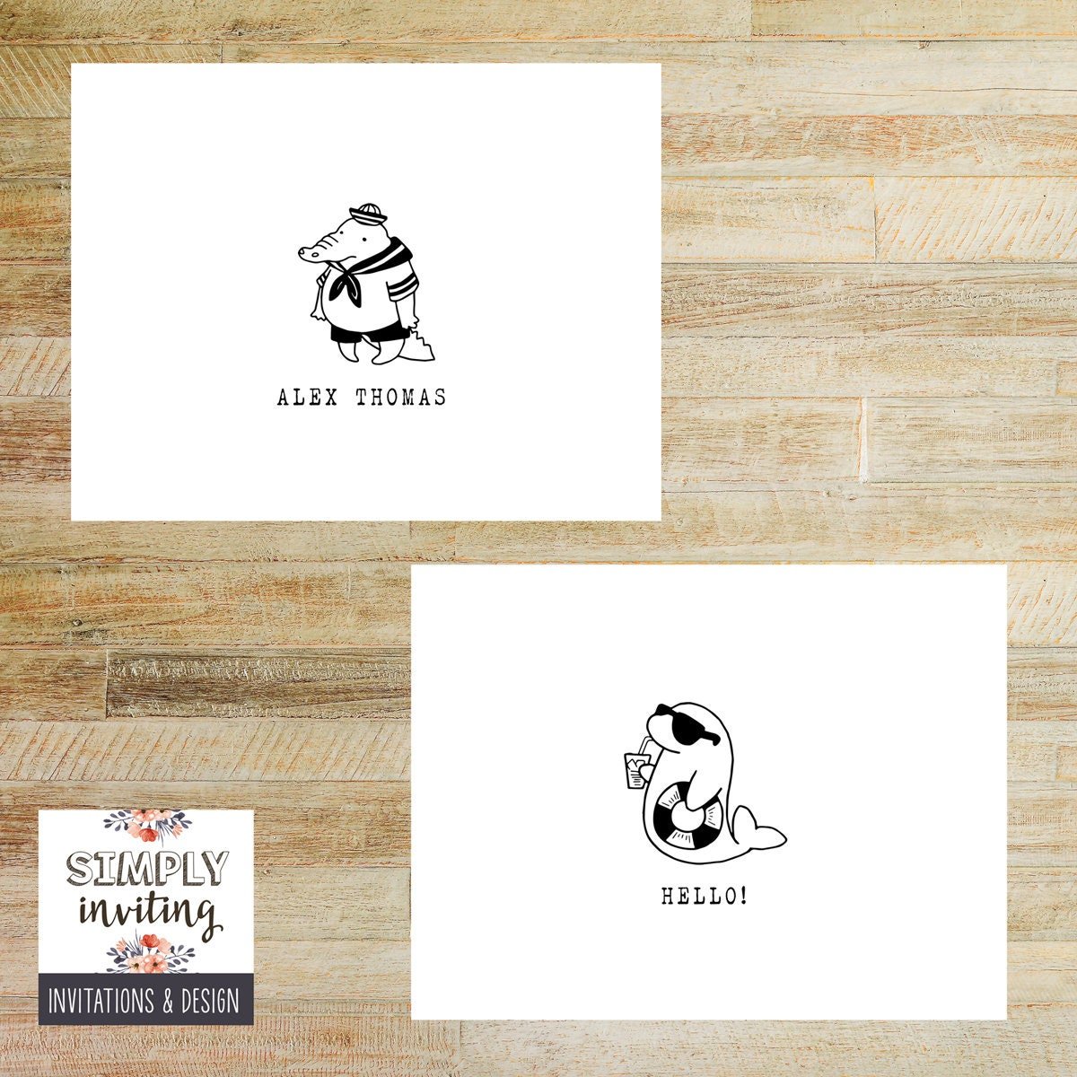 Cartoon Animals Note Cards for Kids, Set of 10
