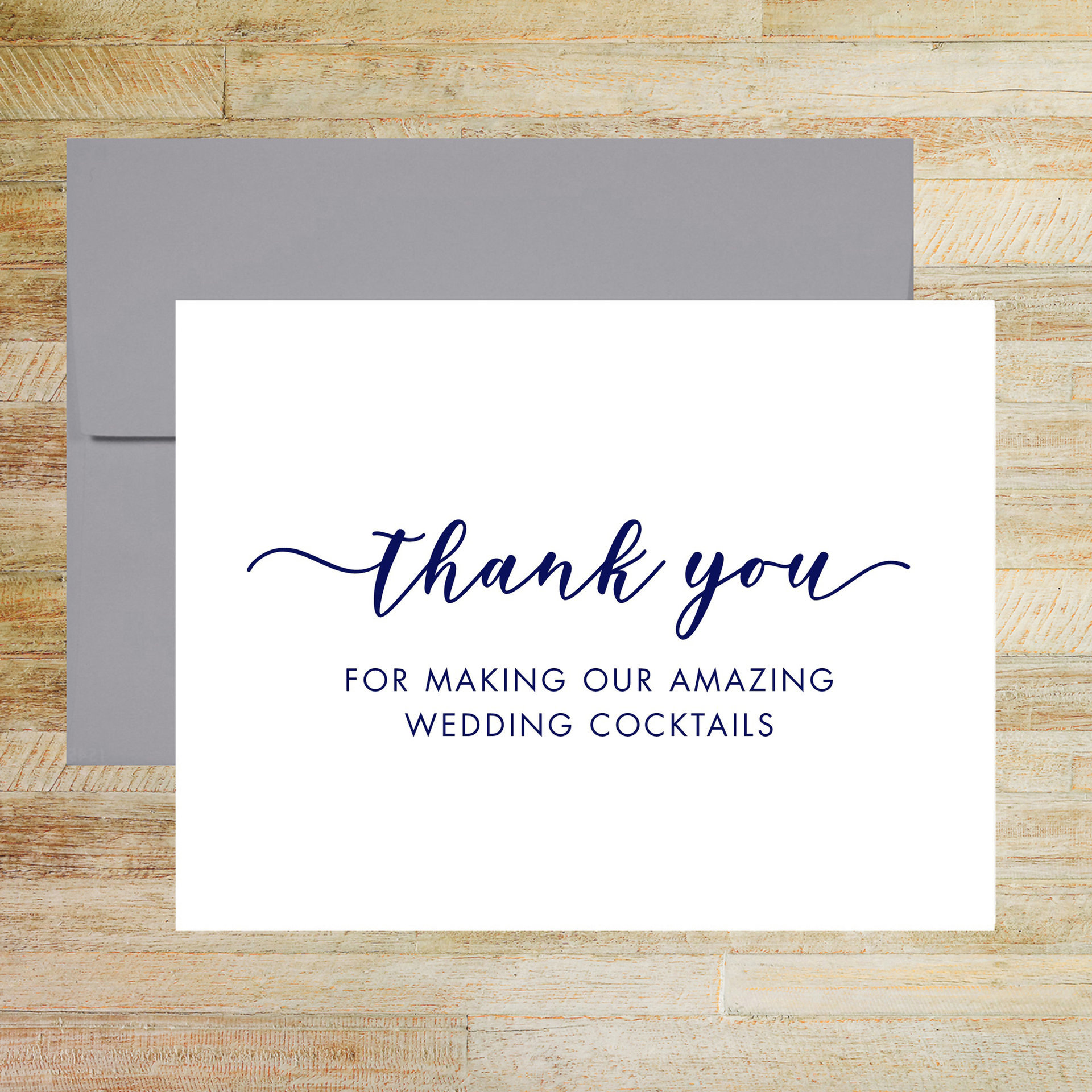 Thank You for Amazing Reception Cocktails - Wedding Bartender Card
