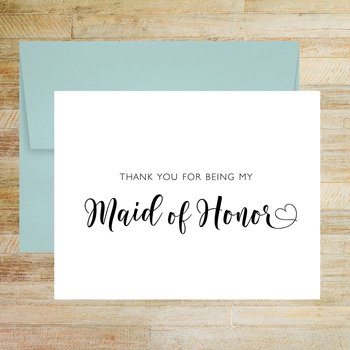 Thank You for Being My Maid of Honor Wedding Day Card